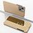 Funda de Cuero Cartera con Soporte Espejo Carcasa para Apple iPhone 15 Oro