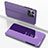 Funda de Cuero Cartera con Soporte Espejo Carcasa para Huawei Honor X30i Purpura Claro