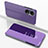 Funda de Cuero Cartera con Soporte Espejo Carcasa para Huawei Honor X7 Purpura Claro