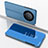 Funda de Cuero Cartera con Soporte Espejo Carcasa para Huawei Honor X9a 5G Azul