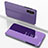 Funda de Cuero Cartera con Soporte Espejo Carcasa para Samsung Galaxy A14 4G Purpura Claro