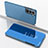 Funda de Cuero Cartera con Soporte Espejo Carcasa para Samsung Galaxy S21 FE 5G Azul Cielo