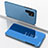 Funda de Cuero Cartera con Soporte Espejo Carcasa para Samsung Galaxy S23 Ultra 5G Azul Cielo