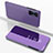 Funda de Cuero Cartera con Soporte Espejo Carcasa para Xiaomi Redmi K50 Gaming 5G Purpura Claro