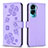 Funda de Cuero Cartera con Soporte Flores Carcasa BF1 para Huawei Honor 90 Lite 5G Morado