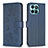 Funda de Cuero Cartera con Soporte Flores Carcasa BF1 para Huawei Honor X6a Azul