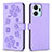 Funda de Cuero Cartera con Soporte Flores Carcasa BF1 para Huawei Honor X7a Morado