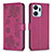 Funda de Cuero Cartera con Soporte Flores Carcasa BF1 para Huawei Honor X7a Rosa Roja