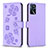 Funda de Cuero Cartera con Soporte Flores Carcasa BF1 para Oppo A16 Morado