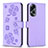 Funda de Cuero Cartera con Soporte Flores Carcasa BF1 para Oppo A18 Morado