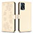 Funda de Cuero Cartera con Soporte Flores Carcasa BF1 para Oppo A54s Oro