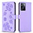 Funda de Cuero Cartera con Soporte Flores Carcasa BF1 para Oppo A57 4G Morado