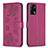 Funda de Cuero Cartera con Soporte Flores Carcasa BF1 para Oppo A74 4G Rosa Roja