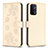 Funda de Cuero Cartera con Soporte Flores Carcasa BF1 para Oppo A74 5G Oro