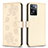 Funda de Cuero Cartera con Soporte Flores Carcasa BF1 para Oppo A77 4G Oro