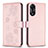 Funda de Cuero Cartera con Soporte Flores Carcasa BF1 para Oppo A78 5G Oro Rosa