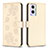 Funda de Cuero Cartera con Soporte Flores Carcasa BF1 para Oppo A96 5G Oro