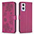 Funda de Cuero Cartera con Soporte Flores Carcasa BF1 para Oppo A96 5G Rosa Roja