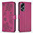 Funda de Cuero Cartera con Soporte Flores Carcasa BF1 para Oppo A98 5G Rosa Roja