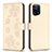 Funda de Cuero Cartera con Soporte Flores Carcasa BF1 para Oppo Find X5 5G Oro