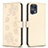 Funda de Cuero Cartera con Soporte Flores Carcasa BF1 para Oppo Find X5 Pro 5G Oro