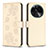 Funda de Cuero Cartera con Soporte Flores Carcasa BF1 para Oppo Find X6 5G Oro