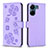 Funda de Cuero Cartera con Soporte Flores Carcasa BF1 para Xiaomi Poco C65 Morado