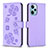 Funda de Cuero Cartera con Soporte Flores Carcasa BF1 para Xiaomi Redmi Note 12 Turbo 5G Morado