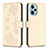 Funda de Cuero Cartera con Soporte Flores Carcasa BF1 para Xiaomi Redmi Note 12 Turbo 5G Oro