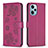 Funda de Cuero Cartera con Soporte Flores Carcasa BF1 para Xiaomi Redmi Note 12 Turbo 5G Rosa Roja