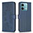 Funda de Cuero Cartera con Soporte Flores Carcasa BF1 para Xiaomi Redmi Note 13 5G Azul