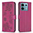 Funda de Cuero Cartera con Soporte Flores Carcasa BF1 para Xiaomi Redmi Note 13 Pro 5G Rosa Roja