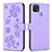 Funda de Cuero Cartera con Soporte Flores Carcasa BF2 para Oppo A15 Morado