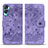 Funda de Cuero Cartera con Soporte Flores Carcasa HF2 para Huawei Honor 90 Lite 5G Morado