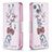 Funda de Cuero Cartera con Soporte Flores Carcasa L01 para Apple iPhone 14 Rosa