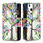 Funda de Cuero Cartera con Soporte Flores Carcasa L03 para Apple iPhone 15 Multicolor