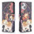 Funda de Cuero Cartera con Soporte Flores Carcasa L07 para Apple iPhone 13 Mini Multicolor