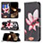 Funda de Cuero Cartera con Soporte Flores Carcasa L07 para Apple iPhone 15 Pro Max Marron