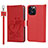 Funda de Cuero Cartera con Soporte Flores Carcasa L16 para Apple iPhone 15 Pro Max Rojo