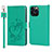 Funda de Cuero Cartera con Soporte Flores Carcasa L16 para Apple iPhone 15 Pro Max Verde