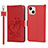 Funda de Cuero Cartera con Soporte Flores Carcasa L16 para Apple iPhone 15 Rojo