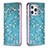 Funda de Cuero Cartera con Soporte Flores Carcasa para Apple iPhone 13 Pro Azul Cielo