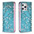 Funda de Cuero Cartera con Soporte Flores Carcasa para Apple iPhone 14 Pro Azul Cielo