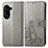 Funda de Cuero Cartera con Soporte Flores Carcasa para Asus ZenFone 10 Gris