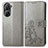 Funda de Cuero Cartera con Soporte Flores Carcasa para Asus Zenfone 9 Gris