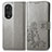 Funda de Cuero Cartera con Soporte Flores Carcasa para Huawei Honor 50 5G Gris