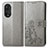 Funda de Cuero Cartera con Soporte Flores Carcasa para Huawei Honor 50 Pro 5G Gris