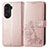 Funda de Cuero Cartera con Soporte Flores Carcasa para Huawei Honor 60 5G Oro Rosa