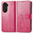 Funda de Cuero Cartera con Soporte Flores Carcasa para Huawei Honor 60 5G Rosa Roja