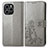 Funda de Cuero Cartera con Soporte Flores Carcasa para Huawei Honor 60 SE 5G Gris